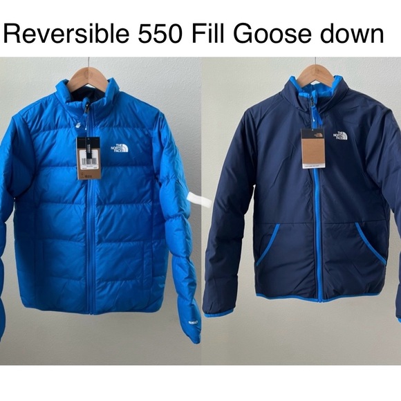 THE NORTH FACE REVERSIBLE ANDES DOWN JACKET KIDS' in Hero Blue - Picture 1 of 14